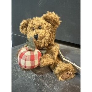 Retired Boyd's Bear Plush. "Jonathan Applesmith" 6" Bear With Plaid Apple.‎ Rare